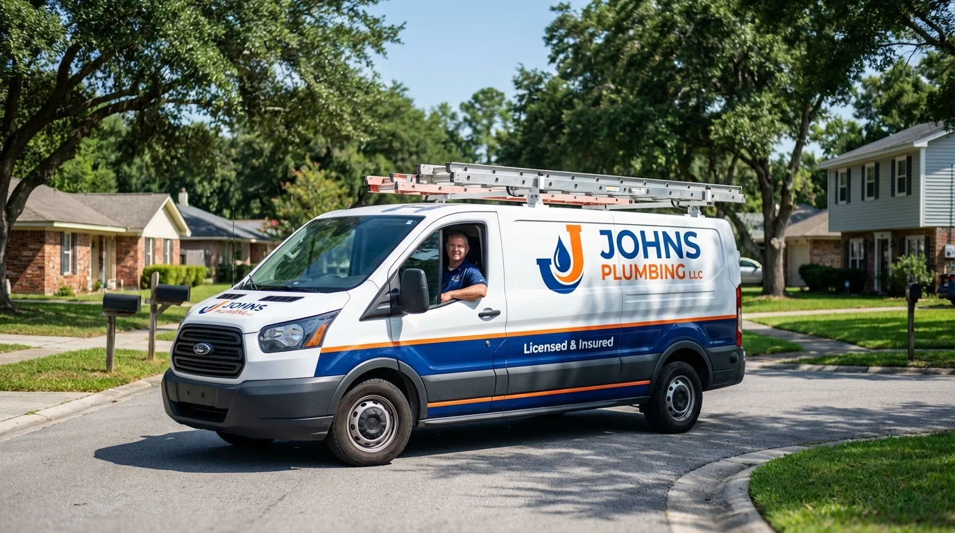 Johns Plumbing LLC service van in Iselin, NJ