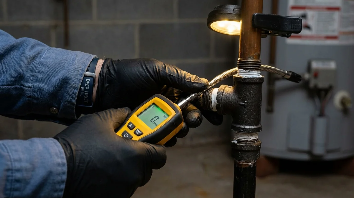 Gas leak detection with electronic sniffer by Johns Plumbing LLC in Iselin